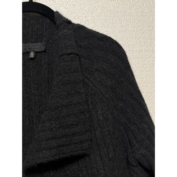 Nili Lotan Dark Grey Cashmere Open Front Asymmetrical Ribbed Sweater - Picture 7 of 9